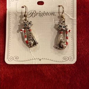 Brighton Christmas Cat Earrings NWT